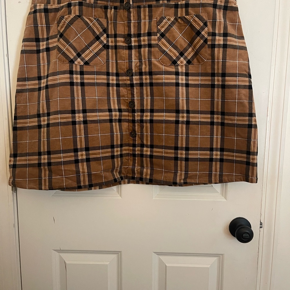 Corduroy Plaid Mini Skirt